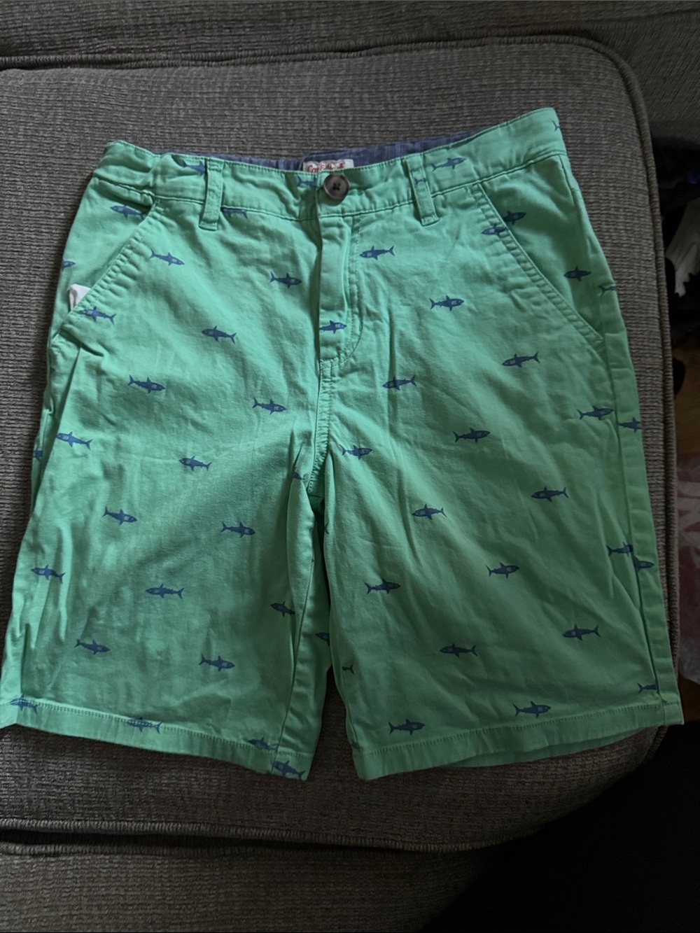 Boys Green Shark-Print Cotton shorts